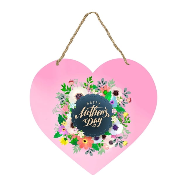 Less Than 5 Wreath Front Sign Heart-Shaped Door Mother'S Welcome Sign Creative Happy Day Home Decor