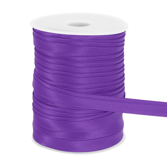 Uxcell Double Fold Bias Tape for Sewing 3/5 Inch x 55 Yards Satin Tape Purple