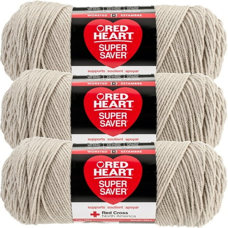 Red Heart Super Saver Yarn -Oatmeal, Multipack of 3