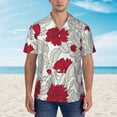 thumbnail image 4 of Balery Leaves And Anemone Print Men's Hawaiian Shirts Short Sleeve Beach Shirt Relaxed Fit Vacation Button Down Shirts-X-Large, 4 of 9