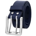 thumbnail image 4 of Falari Men's Double Holes Genuine Leather Belt Double Prong Jeans Belt Navy Large, 4 of 6