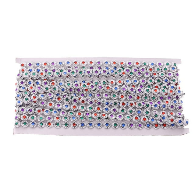 10 Yardas Cadena de Cristal de Flores Multicolor Cinta de Decoración Ropa Juguetes Adorno para Boda