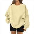 thumbnail image 2 of Oversized Sweatshirt For Women Fleece Lined Crewneck Sweatshirts Women Long Sleeve Pullover Sweater with Pockets 2025 Fall Winter Outfits Khaki S, 2 of 5