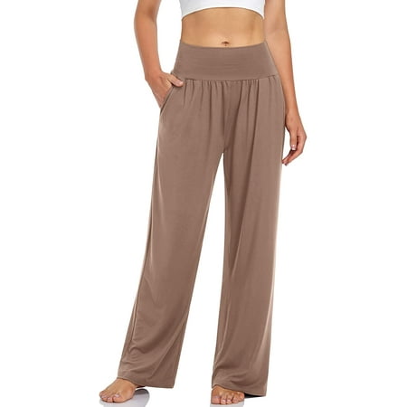 

OSLEI Women s Wide Leg Comfy Pants Casual Loose Yoga High Waisted Cozy Lounge Pajama Palazzo with Pockets