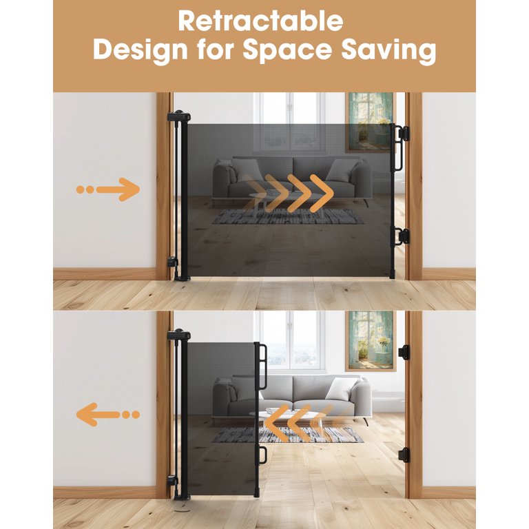 Ophanie Retractable Baby Safety Gate, Adjustable Mesh Pet Gate 33