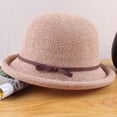thumbnail image 5 of CoCopeaunts Cotton Linen Knitted Breathable Bowler Hat Literary Rolled Edge Small Knot Women Bucket Hat Outdoor Leisure Hundred, 5 of 8