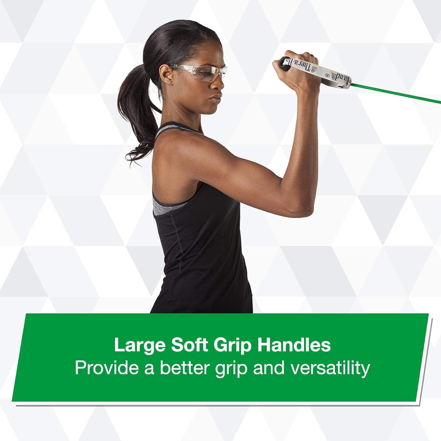 JJEAN-Resistance Tubing with Soft Handles, Green, Heavy Level, 48" Latex Stretch Resistance Bands for Exercise, Professional Workout Bands for Upper & Lower Body, Color-Coded Levels