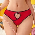 thumbnail image 2 of Ozmmyan Womens Low Rise Ribbed Cotton Bikini Panties Heart Cutout Bow Detail Breathable Cheeky Underwear, 2 of 5