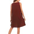 thumbnail image 3 of MAWCLOS Robe d'Été Femme Col en U Mini Robes Courtes Sans Manches Robe T-Shirt Décontractée Imprimé Pissenlit Rouge Vin m, 3 of 4