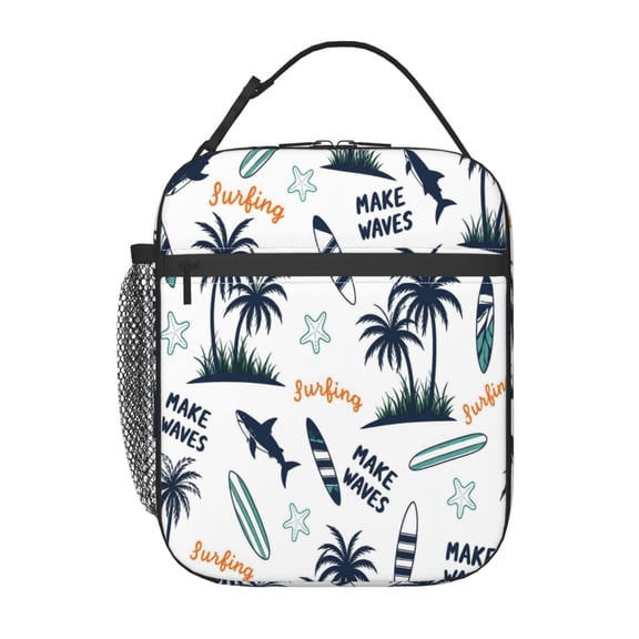 Surfing Beach Lunch Bag Reusable Thermal Lunch Tote with Handle for Women and Men