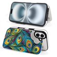 thumbnail image 4 of Compatible with iPhone 11 12 13 mini 14 15 16 Pro Max Plus Wallet Case with Card Holder, PU Leather Kickstand Card Slots Case ( Colorful Peacock, iPhone 16 Pro), 4 of 7