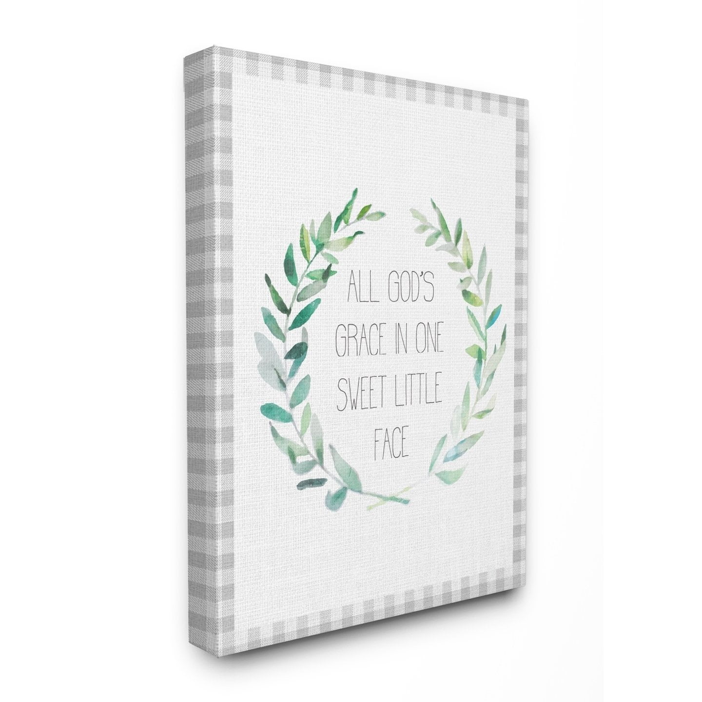 The Kids Room By Stupell All Gods Grace in One Sweet Little Face with Watercolor Wreath Canvas Wall Art