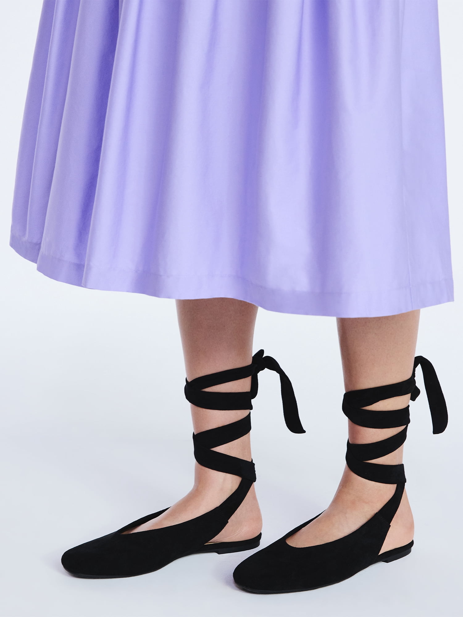 Scoop Women's Faux Suede Ankle Wrap Ballet Flats