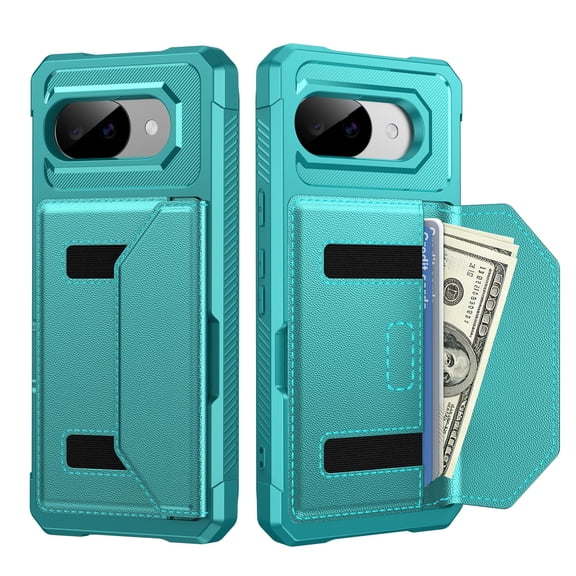 TECH CIRCLE for Google Pixel 10A Wallet Case, Shockproof Leather TPU Case Magnetic Wallet Card Holder Cash Pocket Back Cover for Google Pixel 10A,Green