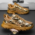 thumbnail image 2 of Plus-size Men's Shoes: Thick-soled Golden Sneakers Student Anti-slip Running Shoes, Soft-soled Trendy Shoes with Mesh Breathable Design, Height-increasing Casual Shoes,, 2 of 9