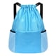 thumbnail image 1 of Mochila deportiva con cordón impermeable con bolsillo frontal para mujeres y hombres lago azul, 1 of 9