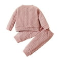 thumbnail image 2 of IBTOM CASTLE Unisex Baby Girls Boys Cotton Twist Knit Sweater Long Sleeve T-Shirt Tops + Long Pants 2PCS Outfit Fall Winter Warm Clothes 2-3 Years Pink, 2 of 8