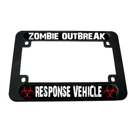 Zombie Outbreak Response Vehicle - Red Biohazard Motorcycle License Plate