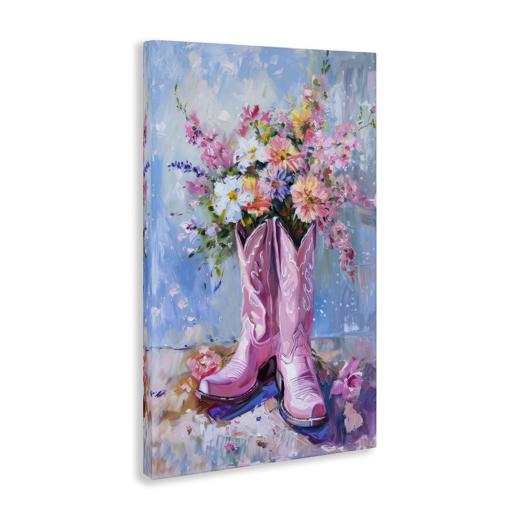 Stupell Industries Floral Cowgirl Boots Plants & Flowers Painting Wrapped Canvas Art Print Wall Art, 30 x 45