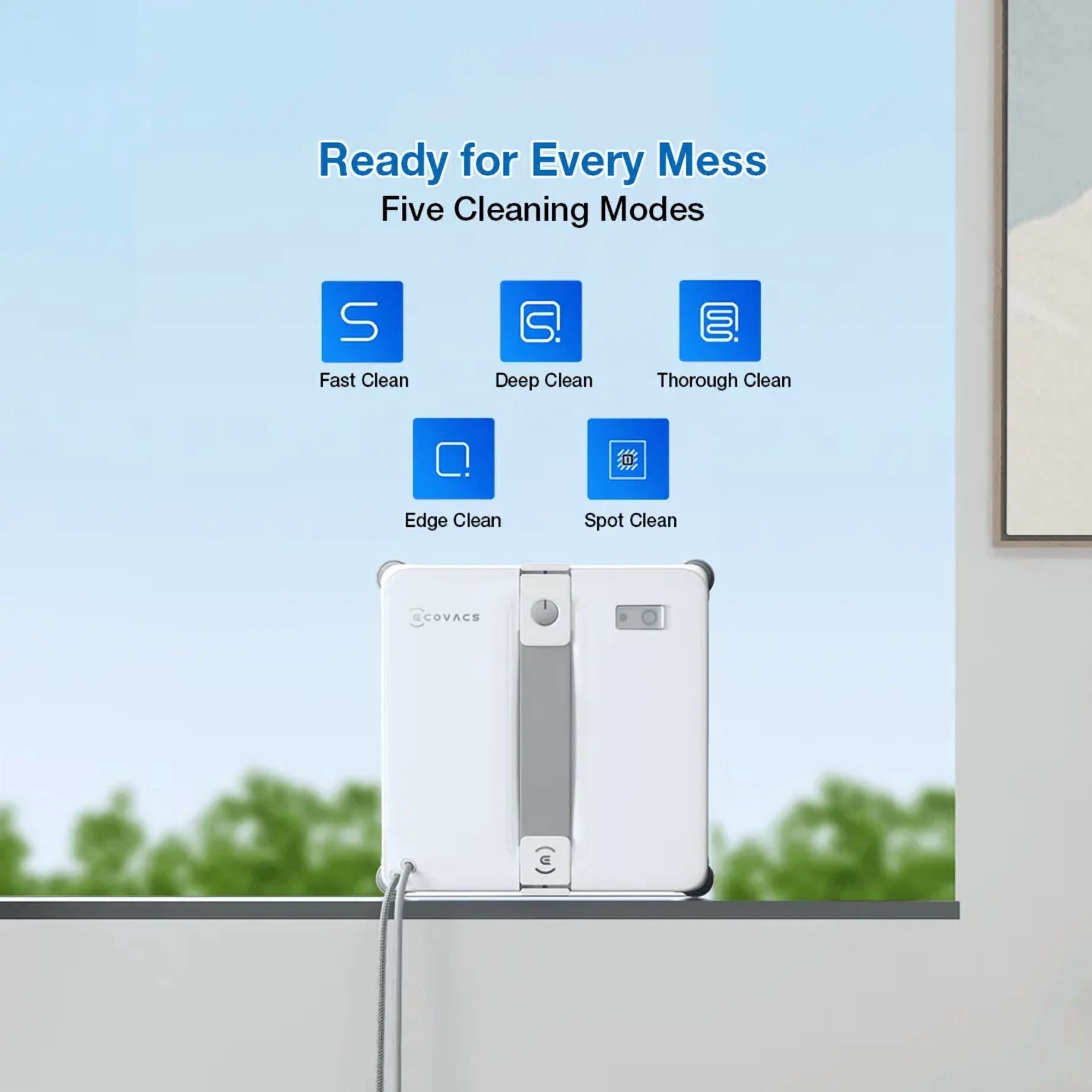 ECOVACS WINBOT MINI2 Window Cleaning Robot with 6 Modes, WIN-SLAM 4.0, for Windows, Mirrors & Glass Doors