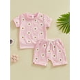 thumbnail image 3 of Musuos Baby Girls 2 Piece Outfit 6 12 18 24M 3T Daisy Print Short Sleeve T-Shirt and Elastic Shorts Set Cute Summer Clothes, 3 of 10