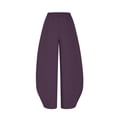 thumbnail image 6 of HongQid Women's Casual Cotton Linen Barrel Pants with Elastic Waist Relax Fit Trouser, 6 of 9
