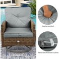 thumbnail image 5 of Outdoor 3-Piece Tan Swivel Chairs & Side Table Patio Set Handmade Rattan Bistro Set with Dark Gray Cushions, 5 of 7