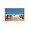 thumbnail image 1 of Beach Wall Art with Frame, Walkway Heads to Sandy Beach Resort in Cuba Summer Day Hot Burnt Ocean, Printed Fabric Poster for Bathroom Living Room, 35" x 23", Chocolate Navy Turquoise, by Ambesonne, 1 of 2