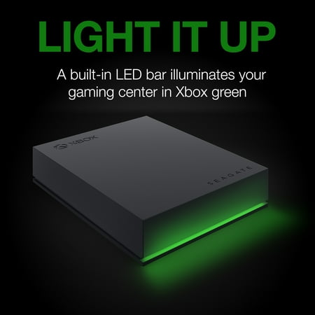 Seagate - Game Drive for Xbox 4TB External USB 3.2 Gen 1 Portable Hard Drive Xbox Certified with Green LED Bar - Gray