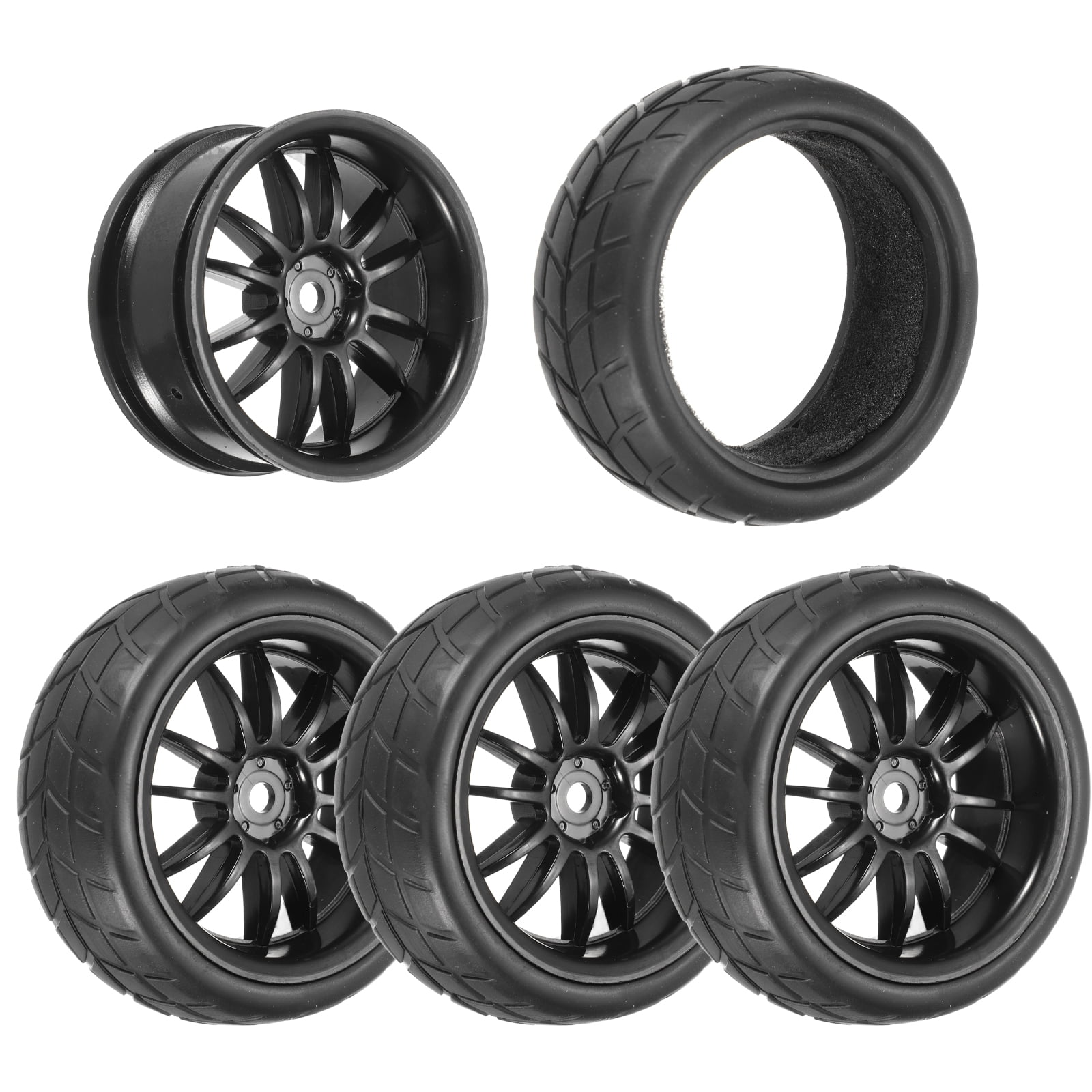 Kuuleyn Roue RC, Pneus RC, Roue de Voiture RC 1/8, Pneu en Caoutchouc RC, Pneus RC à l'échelle 1/8, Pneus de moyeu de Jante Pneus en Caoutchouc pour Accessoire de Voiture RC