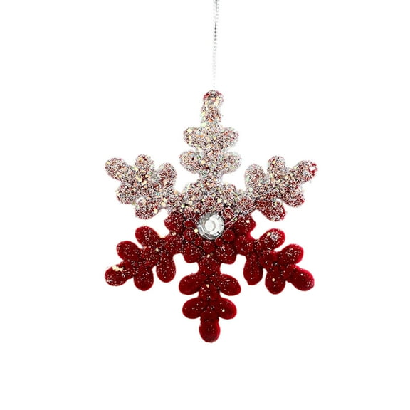 CuiLiyq Flocked Christmas Tree Ornaments, Glittering White Red Christmas Hanging Decorations SnowFlake Shapes Pendant, for Winter Party Supplies