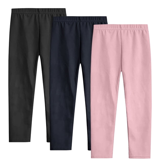 Yuyuzo 3 Pack Girls Leggings Toddler High Waisted Solid Color Stretchy Soft Basic Bottoms Thin Spring Fall Clothes