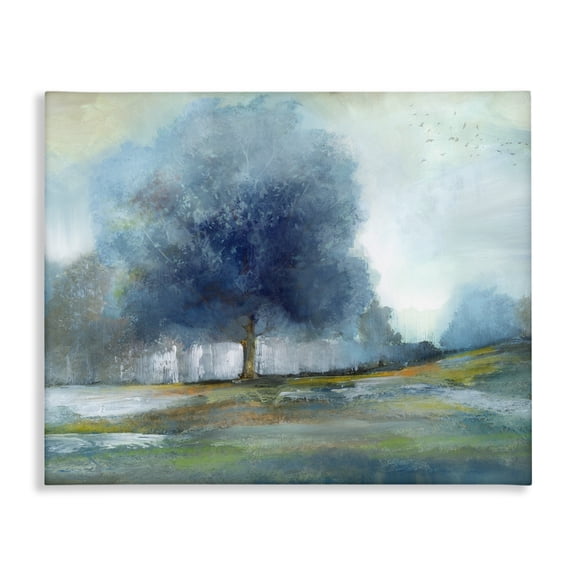 Stupell Industries Contemporary Rural Blue Tree Abstract Canvas Art, 30 x 24, by Nan