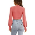 thumbnail image 4 of Long Sleeve Womens Sexy Crew Neck Cropped Sweaters Ribbed Knit Crop Pullover, 4 of 6