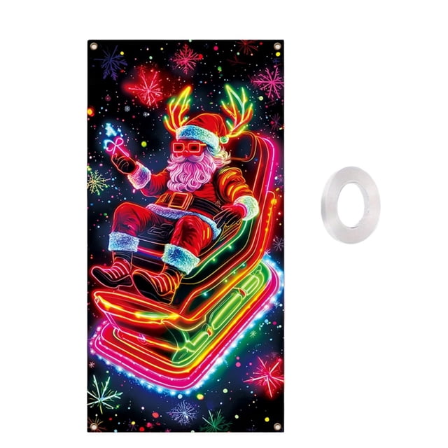 Christmas Fluorescent Door Width Door Cover Background
