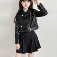 thumbnail image 4 of YUNAFFT Girls Vintage PU Biker Jacket Motorcycle Style Long Sleeve Casual Outerwear for 2-14Y, 4 of 7