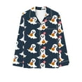 thumbnail image 3 of Halloween Pajamas for Women 2 Piece Pant Sets Pumpkin Print Long Sleeve Button Up Shirt and Bottoms Pjs Outfits (M, Navy), 3 of 4