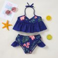 thumbnail image 4 of Fesfesfes Toddler Baby Kids Girls Bathing Suit Slip Leopard Print Swimsuits Beach Ruffle Patchwork Halter Neck Two-Piece Swimwear Bikini Sets, 4 of 9