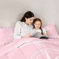 thumbnail image 4 of Manfei Minimalist Pink Compass Stripe Queen Comforter Set for Kids Boys and Girls, Nautical Marine Print Bedding Comforter Set, Pink Reversible 3 Pieces, 1 Comforter and 2 Pillowcases, 4 of 6