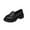 Black, variant on KEGIRLOM Women's Fashionable And Casual Four-Season Loafers Solid Color Round Toe Thick Heel Low Heel Thick Sole Shoes Pink Size 5.5