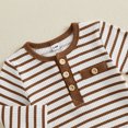 thumbnail image 6 of Cjfdfy Newborn Baby Boys Fall Outfits  Striped Waffle Knit Long Sleeve Striped Romper With Elastic Waist Solid Pants 2Pcs Infant Fall Winter Outfit Coming Home Outfit 0-18M, 6 of 9