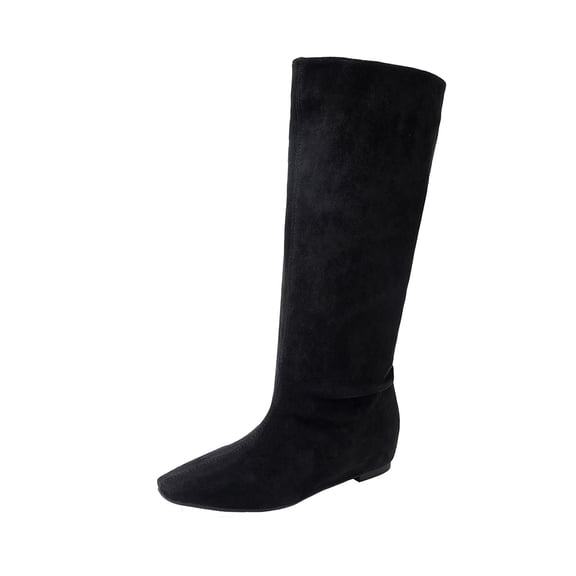 Dasayo Boots Women Wide Calf Pointed Toe Black Mid-Calf Low Heel Comfy Casual Boots Women Shoes 36