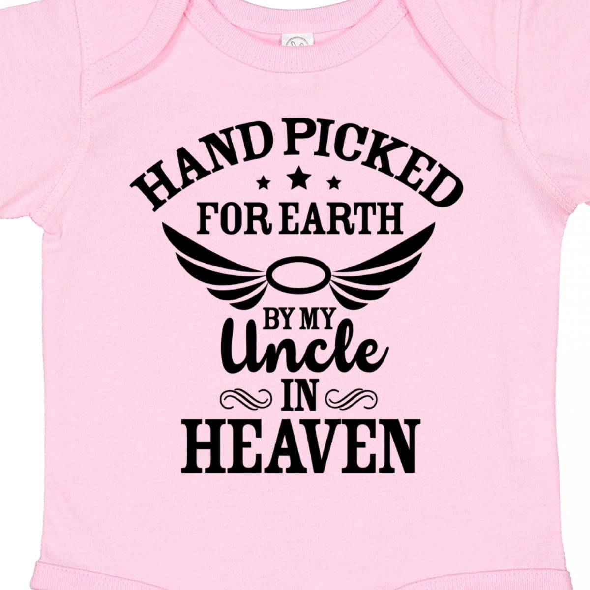 Inktastic Handpicked for Earth by My Uncle in Heaven with Angel Wings Boys or Girls Baby Bodysuit