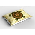 thumbnail image 2 of Ambesonne Boho Pillow Sham 2 Pack, Turtle Zentangle Art, 26"x20", Yellow Green Brown, 2 of 3