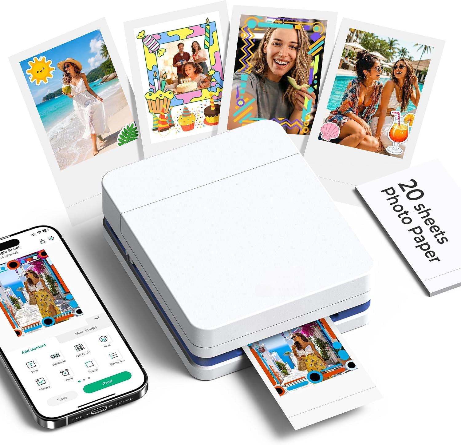 Canon IVY Mini Photo Printer, Mint Green, Bluetooth, 2x3 Photos