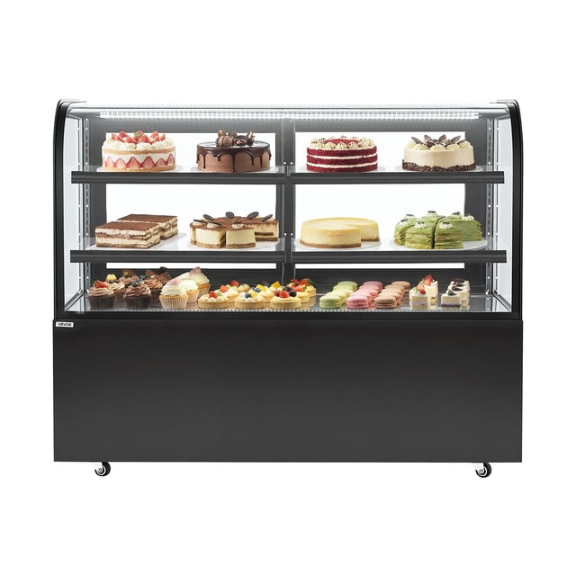 VEVOR Refrigerated Display Case, 17.6 Cu.Ft./550L Large Pastry Display Case, 2-Tier Commercial Cake Refrigerator with LED Lighting, TURBO Cooling