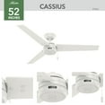 thumbnail image 3 of Hunter - Cassius Indoor/Outdoor Ceiling Fan, 52-inch, Fresh White, Rustic-style, 3-speed WhisperWind Motor, 59263, for Porches, Bathrooms, 3 of 14