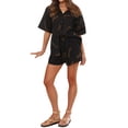 thumbnail image 3 of Caoirhny Women’s Casual 2 Piece Outfits Fashion Graphic Short Sleeve Button Down Shirt + Shorts Set Loungewear, 3 of 9