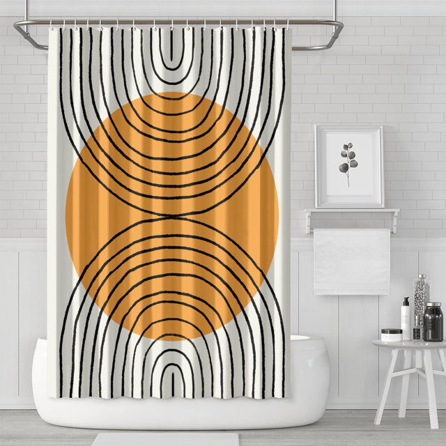Bohemia Bathroom Bathroom Curtain Shower Curtain Liner, Set with 12 Hooks and Polyester Material, Machine-Washable, Bathroom Curtain Fade-Resistant, Waterproof Weighted Hem Design, 72" W X 72" H