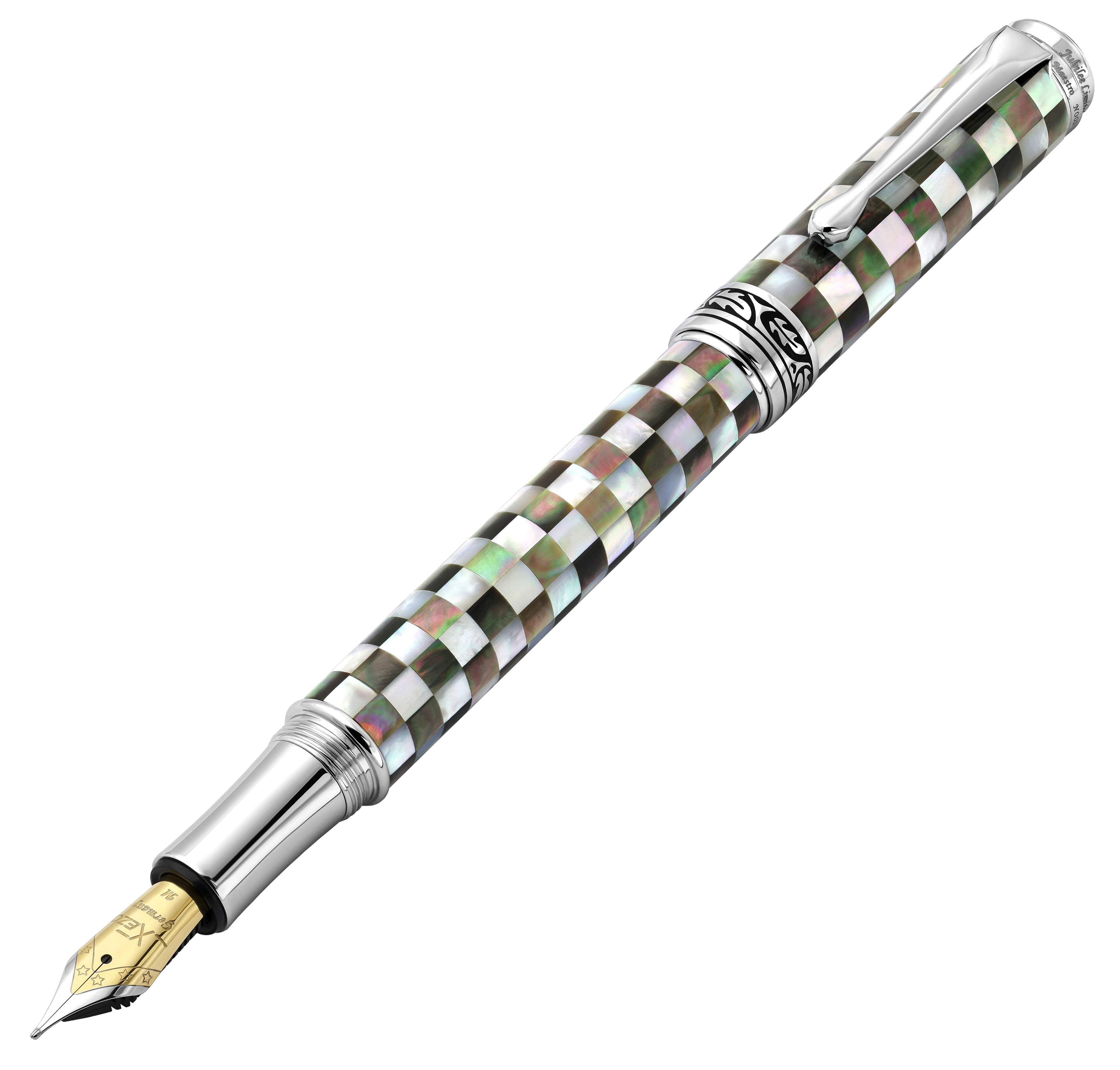 Xezo Xezo Maestro® Jubilee Classic of The Ocean Fountain Pen (Medium Nib) - Black  White Mother of Pearl
